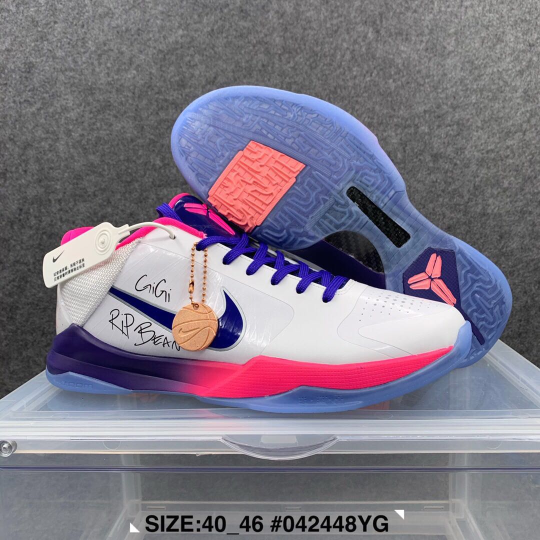 2020 Nike Kobe Bryant V Breast Cancer White Pink Blue - Click Image to Close